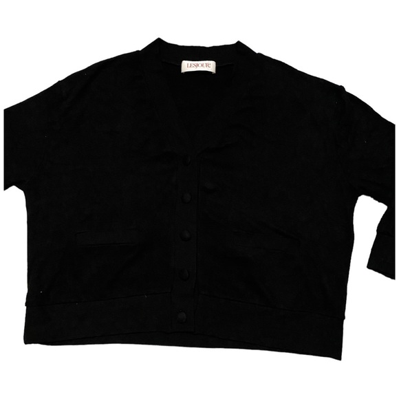NWOT LESJOUR BLACK BUTTONED CARDIGAN BIZ-LEIZURE COMFY WORK ATTIRE BUTTERY SOFT - Picture 11 of 15